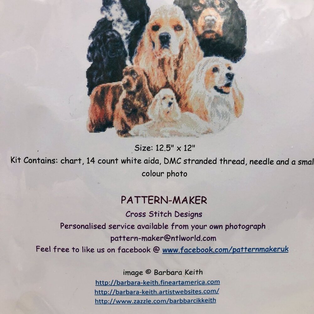 American Cocker Spaniel Dog Counted Cross Stitch Kit by Pattern Maker New Sealed - Picture 4 of 7